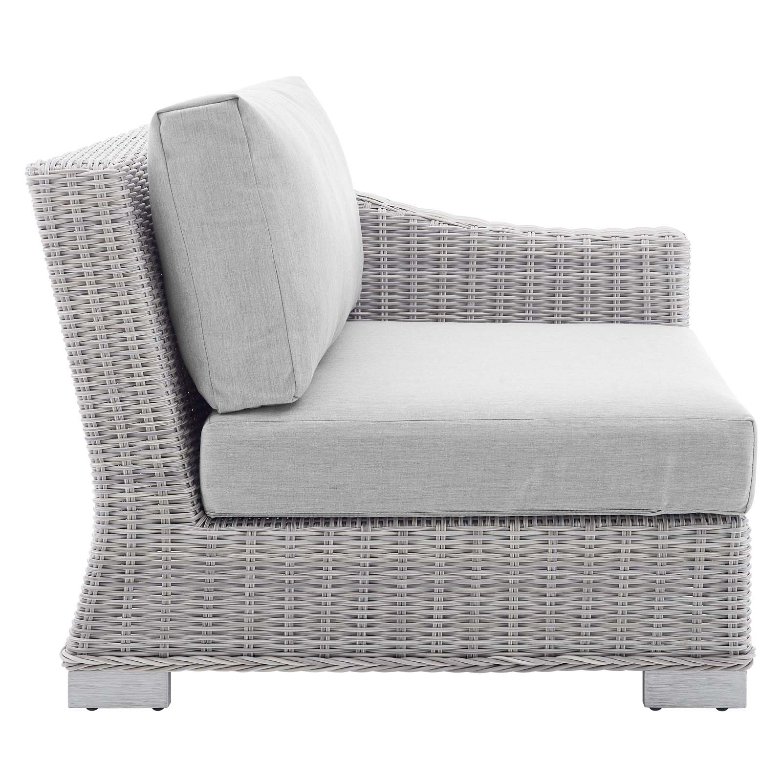 Modway Conway Sunbrella® Outdoor Patio Wicker Rattan Right-Arm Chair in Light Gray Gray - image 3 of 9