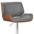 thumbnail image 5 of London Gray Faux Leather Adjustable Height Swivel Walnut Wood and Chrome Bar Stool, 5 of 8
