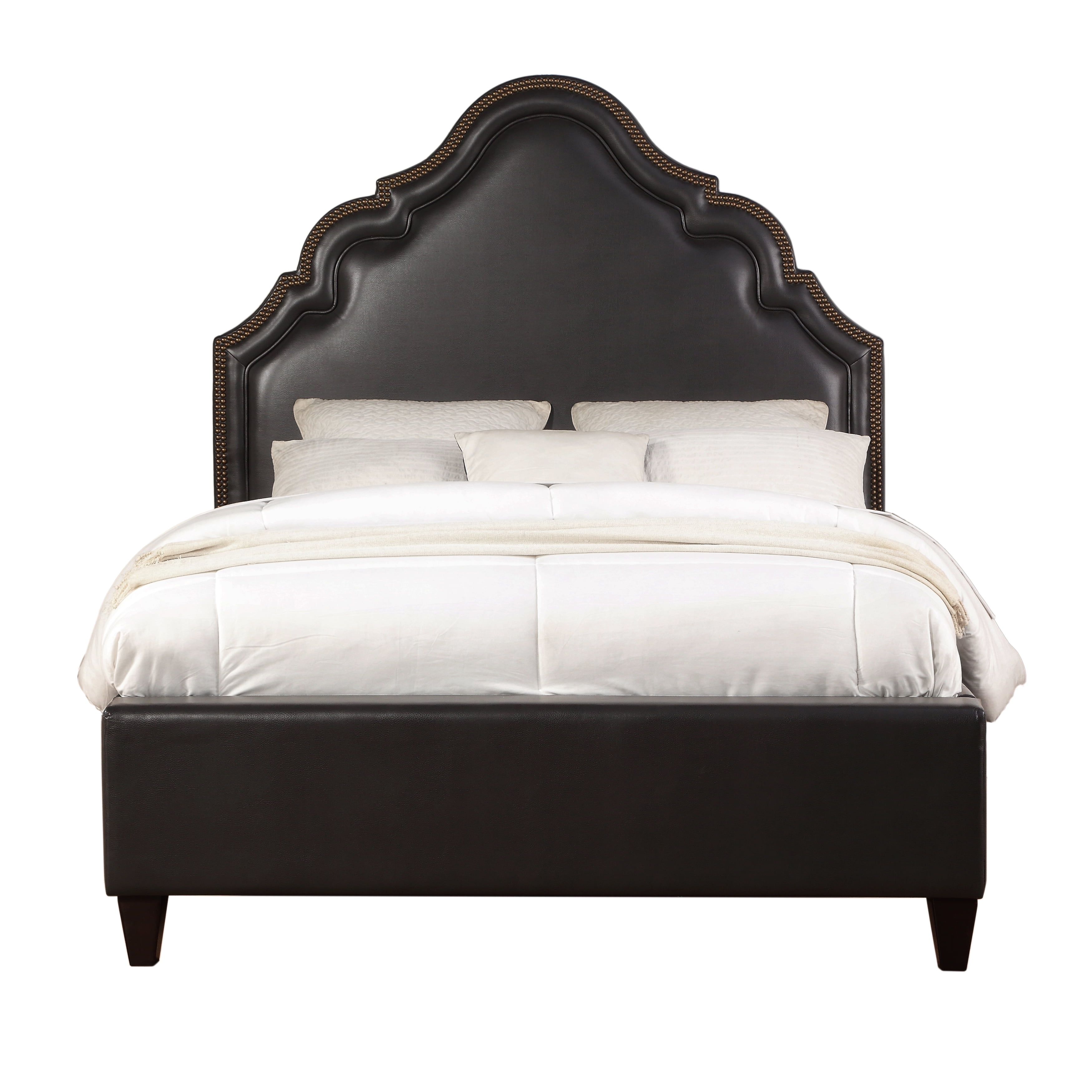 HomeFare Regent Style Air Leather King Headboard in Charcoal Black
