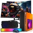 thumbnail image 1 of Restored HP Half Dark Desktop Computer PC Phoenix AMD A10-9700, 16GB RAM, 1TB SSD, Dual 24 Inch Curved Monitor, RGB KBM with AI Copilot, WiFi, RGB Sounbar, Windows&nbsp;11 (Refurbished), 1 of 7