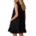 thumbnail image 5 of QUNYINEY Sleeveless Everyday Dresses for Women Mini Summer A Line Black Sundress Collared with Pockets Ruffle Loose Fit Dresses, 5 of 7