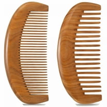 ACDANC Wooden Comb, Labor Comb 2 Pack, Wide Tooth for Curly Hair, Fine Tooth for Beard - Green Sandalwood