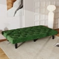 thumbnail image 4 of UHOMEPRO Velvet Sofa Bed, Convertible to 66" Sofa Bed, Couch with Adjustable Gears Backrest, Sleeper Sofa for Living Rooms Apartment and Bedroom, Green, 4 of 10