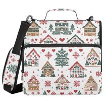 FORMRS Zipper Binder with Shoulder Strap 1.5-inch Ring 500 Sheet Capacity File Bag, Beige Nordic Christmas House