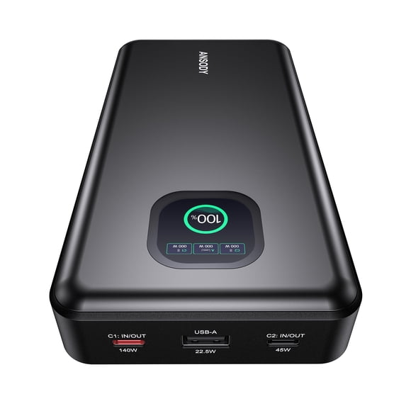 140W Power Bank, 25000mAh Laptop Portable Charger with Smart Digital Display, PD3.1 Fast Charging Battery Pack for MacBook Dell X