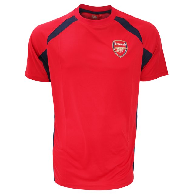 Arsenal FC - Camiseta oficial de manga corta con el escudo del Arsenal FC Modelo Panel Hombre caballero - Fútbol/Deporte (Rojo/Negro)