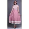 thumbnail image 2 of Bimba Light Pink2 Ikat Anarkali Dress For Women Indian Ethnic Printed Kurti Long Kurta Party Dress Small, 2 of 6