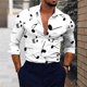 thumbnail image 1 of Camisa de hombre con solapa de piano musical para exteriores, camisa de calle de manga larga con botones estampada, cómoda, suave, de diseñador, retro, informal, 2024, 1 of 6
