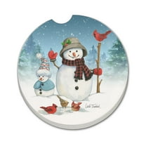 Thirstystone "Snowman Family" Single Coaster for Vehicle Cup Holder