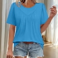 thumbnail image 2 of Byworldtasic No Boundarie Womens Summer Tops Trendy Short Sleeve T Shirts Pleated Crewneck Tees Casual Loose Blouses, 2 of 9