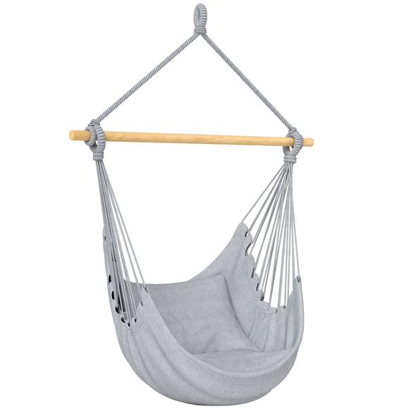 Outsunny Hammock Chair, Swing Hanging Macrame Chair, Grey