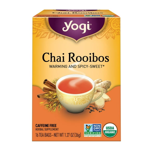 Yogi Tea Chai Rooibos, Caffeine-Free Organic Herbal Tea Bags, 16 Count
