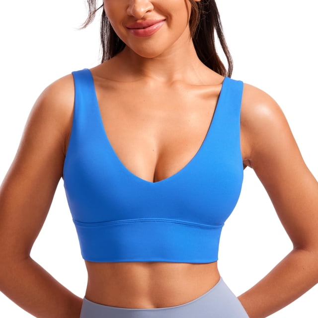 Top Deportivo CRZ YOGA Butterluxe Sin Aros Cuello en V Azul Talle S
