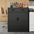 thumbnail image 4 of BESFUR Metal Garage Storage Cabinet with 2 Doors and 2 Drawers, Locking Stoage Cabinet for Garage, Classroom and Office - Black, 4 of 10