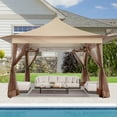 thumbnail image 3 of COBIZI 11.8x11.8 Outdoor Gazebo,Patio Gazebo Canopy with Mosquito Netting,Shade Tent for Party, Backyard, Deck, Patio Lawn & Garden,Complete Gazebo Canopy with Steel Frame Double Roof Tops,Khaki, 3 of 12
