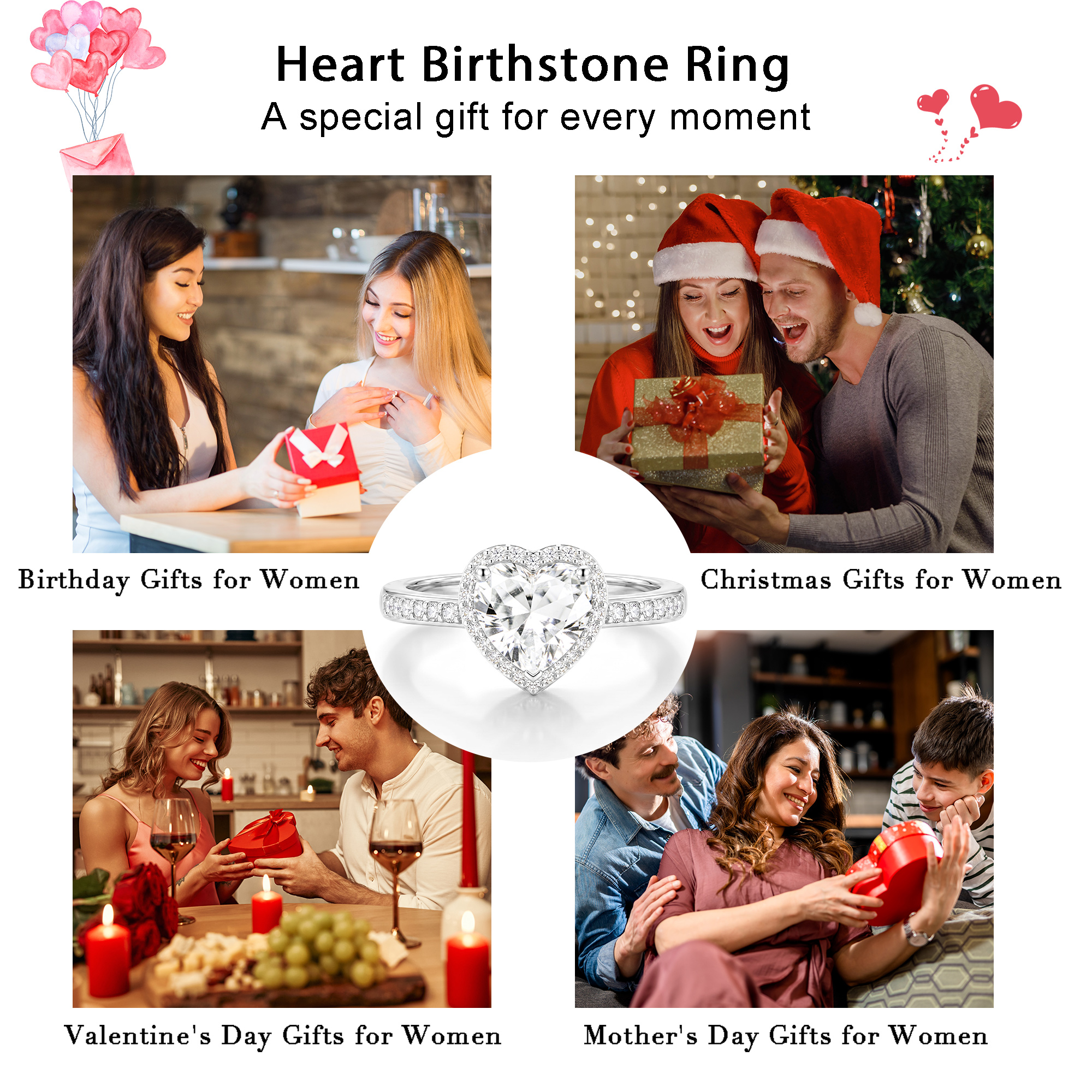 Apsvo 925 Silver Plated Heart Ring with CZ photo 7