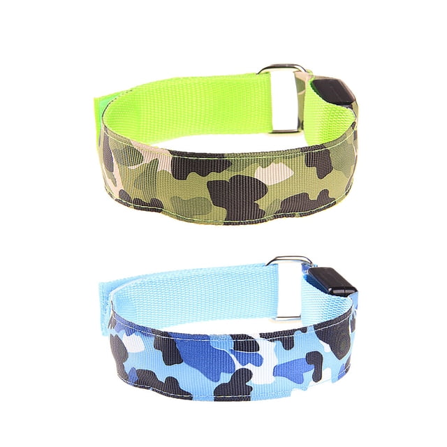 CIMAXIC Bracelet Lumineux Camouflage Extérieur 2 Pcs pour Activités de Nuit Course Randonnée (Style Éclairage Bleu, Vert), 12.6"X1.57"X0.2 Pouces