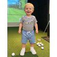 thumbnail image 6 of BemeyourBBs Newborn Baby Boys Summer Clothes Outfit Baby Boy Golf Outfit 0 3 6 9 12 18 Months Cute Golf Embroidery Short Sleeve Striped Romper with Pockets Shorts 2Pcs Set, 6 of 7