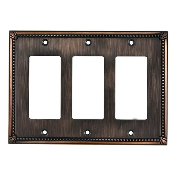Rok Hardware Traditional  Rocker Switch Plate 3 Gang Brushed Oil-Rubbed Bronze