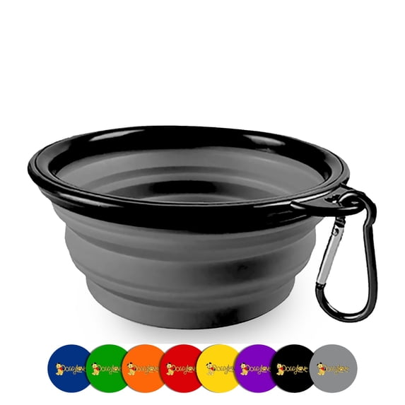 DOGGYLOVE Collapsible Dog Bowls – Portable Travel Dog Bowls – 34oz Food and Water Bowls for Dogs – with Carabineer Clip for Outdoors