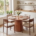 thumbnail image 4 of Space-Saving Round Dining Table for 4 – Modern Wooden Kitchen & Dining Room Table with Sturdy Pedestal Slat Base, Easy Assembly, Perfect for Small Apartments, Walnut Color, 4 of 7