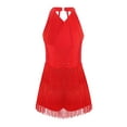 thumbnail image 2 of Ocealan Kids Girls Latin Jazz Dance Dress Sparkly Tango Rumba Samba Dance Costume Fringe Leotard Red 8, 2 of 7