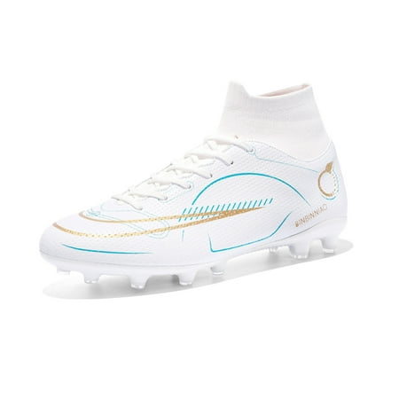 Cyiecw Mens Soccer Cleats Professional Football Boots High-Top Spikes Shoes Boys Outdoor Indoor Athletic Training Sneakers