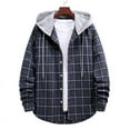 thumbnail image 3 of YAYUBA Men's Flannel Hoodie Shirts Plaid Casual Button Down Long Sleeve Lightweight Hooded Button Up Shirt with Pockets, 3 of 6