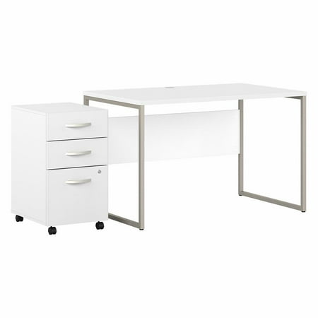 UPC: 0042976180898 | Bush Business Furniture Bush Furniture Hybrid 48W x 30D Computer Table Desk with 3 Drawer Mobile File Cabinet  White/White