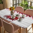 thumbnail image 3 of Valentine's Day Table Cloths for 6 Foot Rectangle Tables, Red Truck Roses Romantic Love Heart Rustic Wood Patio Waterproof Elastic Fitted Tablecloths, Washable Rectangular Table Cover for Camping, 3 of 8