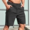thumbnail image 4 of JTSRKL Men's Flat Front Dress Shorts Solid Zip Fly Button Elastic Waist Stretch Bottoms Quick Dry Business Golf Daily Sports Wear Short Pants Black S, 4 of 8