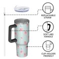 thumbnail image 4 of 40oz Pioneer Flower Floral Print Pattern Insulated Tumbler with Handle, BPA-Free Leak Proof Lid and Straws, Double Wall Vacuum, Hot 12h/Cold 34h, 4 of 6