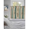 thumbnail image 4 of Tier Curtains 45 Inches Long, Farmhouse Teal Brown Window Treatment Curtain Drapes, Vintage Retro Ombre Wooden Window Half Privacy Curtains for Bedroom Bathroom, 42"x45", 2 Panels, 4 of 7