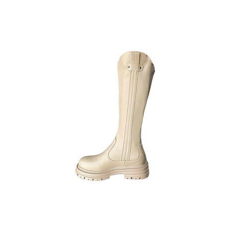 

Harsuny Women Work Casual Tall Boot Fashion Platform Non Slip Round Toe Knee High Shoes Khaki Plush Lining 4.5