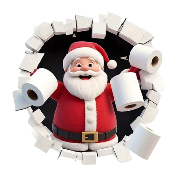 Leutsin Christmas Creative Wall Sticker - Funny Christmas Wall Decals,PVC Removable Winter Holiday Xmas Break Through Wall Art for Bedroom Playroom Home Windows Decor,Easy Peel and Stick