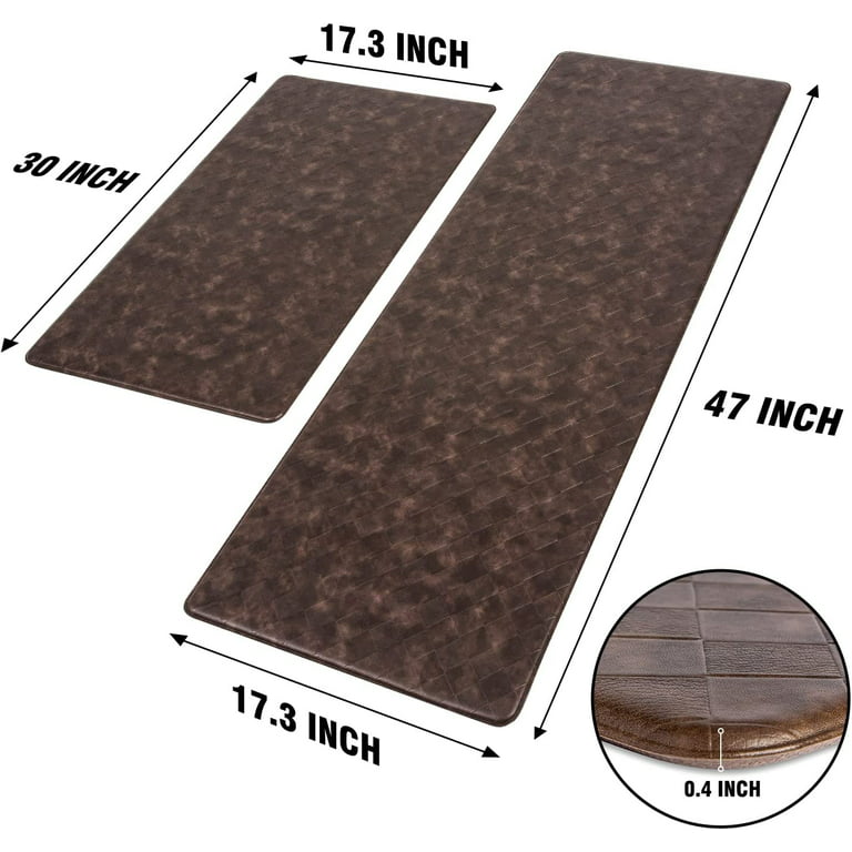 Kitsure Kitchen Mats for Cushioned Anti-Fatigue Use 2 PCS, Anti-Slip Kitchen  Rugs, Easy-to-Clean and Comfortable Standing Desk Mats for Kitchens,  Offices, Sinks 17.3×30+17.3×47, Brown 