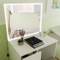thumbnail image 4 of Ember Interiors Small Kids Makeup Desk Vanity with LED Lights, Makeup Chair, Basic Knobs, White, 4 of 4