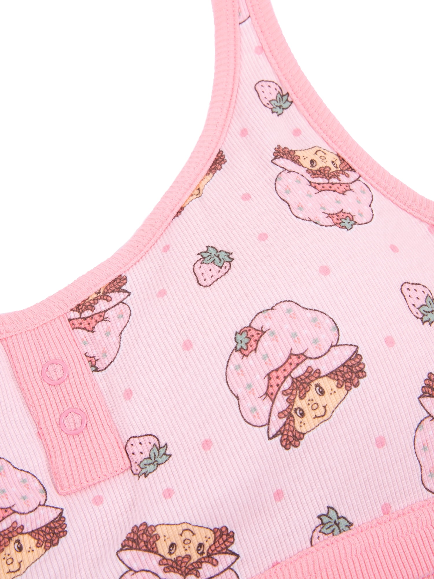 Strawberry Shortcake Junior's 2-Piece Ribbed Knit Bralette and Boxer Brief Set, Size Small to Extra Large