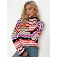 thumbnail image 5 of Women'S Colorful Sweater Crochet Open Knit Long Sleeve Crew Neck Oversized Sweater, 5 of 8