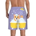 thumbnail image 3 of Bixox Men's Corgi Washing in Bathtub printing Casual Classic Fit Short Summer Beach Shorts, 3 of 6