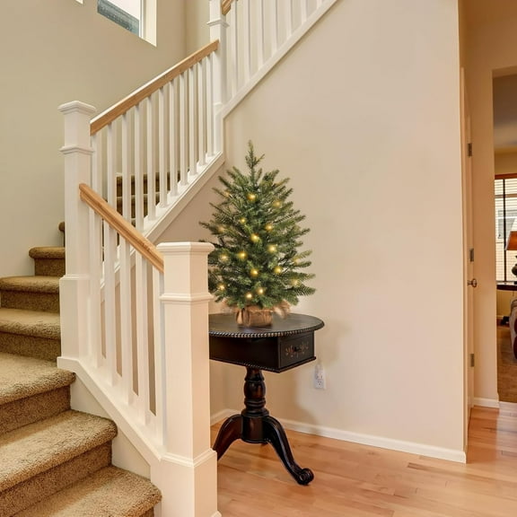 Green Artificial Christmas Tree - Dense Flame Retardant Eco-Friendly Holiday Decor, No Lights Included, Ideal for Apartment, Desk & Small Space, 18in, A