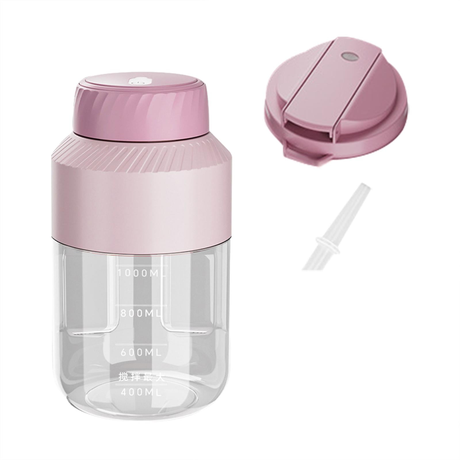 Baoblaze Portable Blender Cup Shakes USB 1000ml Automatic Electric Juicer Cup Juicer for Travel Office Sports Home Pink Two Lids
