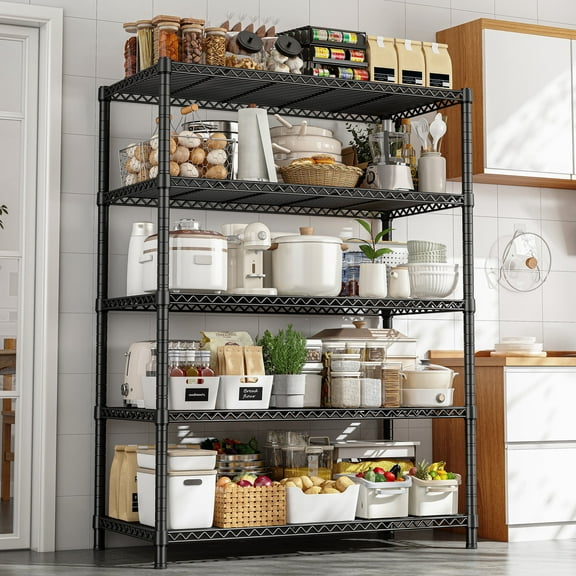 REIBII 71" H Wire Shelves 5 Shelf Steel Shelving Units Adjsutable Free Standing Shelf for Kitchen Bedroom Garage