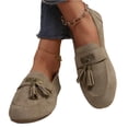 thumbnail image 6 of HTHLVMD Slip-On Casual Flats, Women's Comfort Moccasins, Everyday Comfort Loafers, Office Shoes, Suede Tassel Loafers, Casual Dress Loafers for Women Driving Shoes Summer Comfortable Shoes, Khaki 8.5, 6 of 7