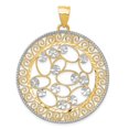 thumbnail image 1 of Pendentif en Filigrane Taille Diamant Rhodié en Or Jaune 14K, 1 of 3