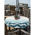 thumbnail image 6 of Outdoor Tablecloth with Umbrella Hole, Teal Brown Ombre Spillproof Waterproof Outdoor Table Cover, Modern Art Gradient White Geometric Patio Tablecloths for Party/Garden/Picnic, Round 60 inch, 6 of 9
