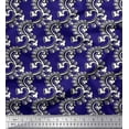 thumbnail image 1 of Soimoi Cotton Voile Fabric Spiral & Floral Block Print Fabric by The Yard 56 Inch Wide, 1 of 1