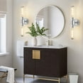 thumbnail image 3 of Deyidn 19.84" Chrome Modern Wall Sconce - 2-Light Dimmable Bathroom Vanity Light with Transparent Glass Shade, 3 of 7