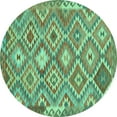 thumbnail image 1 of Ahgly Company Machine Washable Indoor Round Southwestern Turquoise Blue Country Area Rugs, 6' Round, 1 of 4