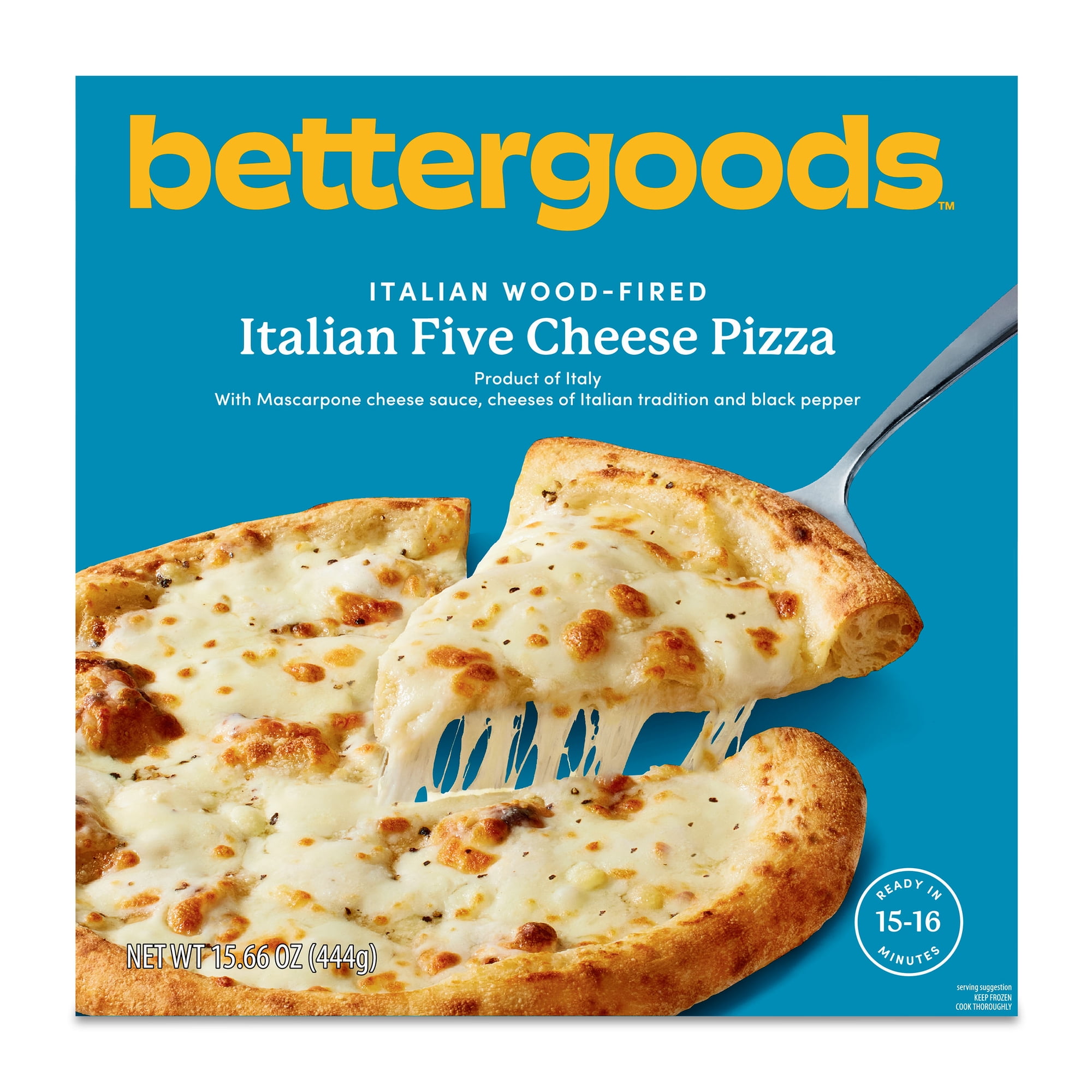 bettergoods Italian Wood-Fired Five Cheese Pizza, 15.6 oz (Frozen)